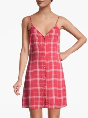H&M Divided Red and White Plaid Tank Dress